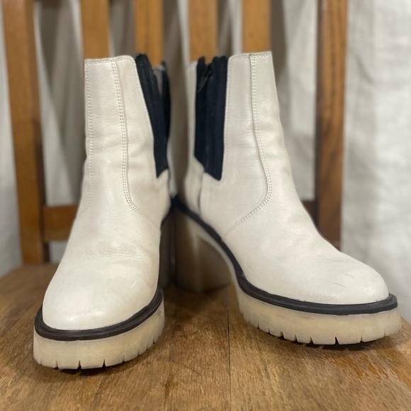 Free People James Chelsea Chunky Heel Leather Boots White EU 39 - Picture 4 of 10